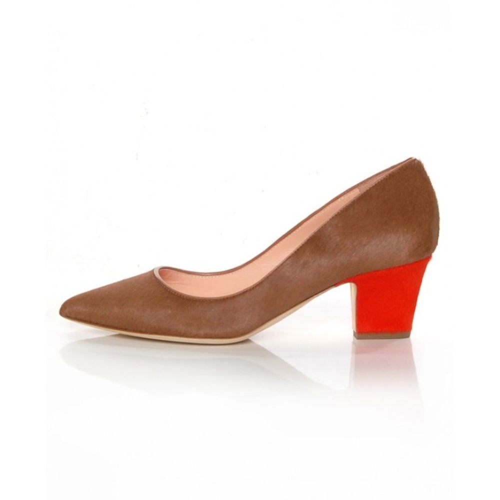 Stunning Rupert Sanderson Italian Camel Pierre Mid-Heel Pumps